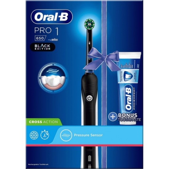 Picture of Oral-B Pro 1 650 Black Edition + Bonus Toothpaste