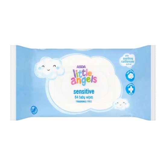 Picture of ASDA Little Angels Sensitive Baby Wipes, 60 Wipes